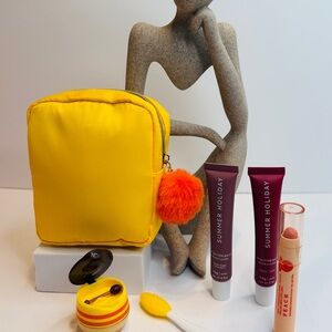 Yellow Cosmetic Pouch with Skincare Set